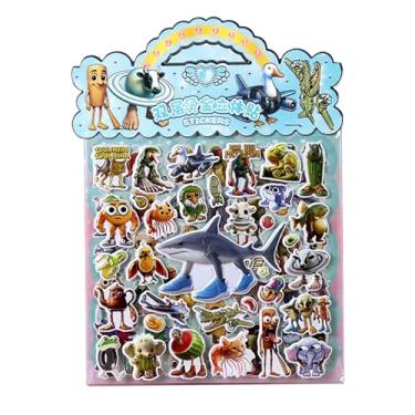 Imagem de Adesivos 3D de camada dupla italiana Brainrot Tralalero Tralala Puffy - Adesivos italianos de podridão cerebral, decalques 3D para crianças e crianças, álbuns de recortes e diários com marcadores