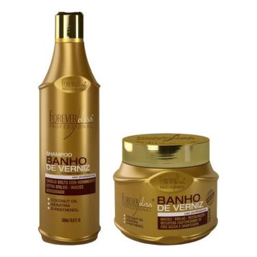 Imagem de Kit Banho de Verniz Shampoo 500ml + Másc 250g  Forever Liss