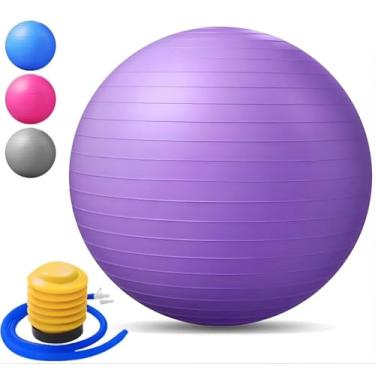 Imagem de Bola Ioga Pilates Suiça Gyn Boll Fitness 65cm Anti-Estouro Com Bomba de Encher (ROXO)