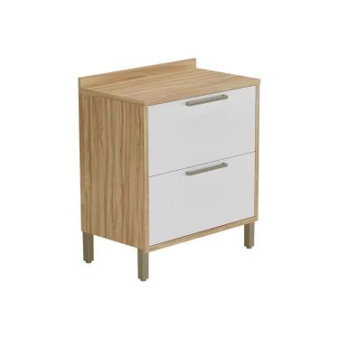 Imagem de Gabinete De Cozinha Modulado Balcão Syrah 1 Porta E 1 Gaveta Com Tampo 80cm Amendoa-off White - Ronipa