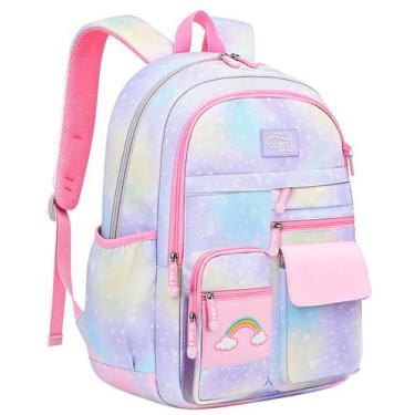 Imagem de Mochila Juvenil Escolar Bolsa De Costas Feminina Espaçosa Moda Colorid