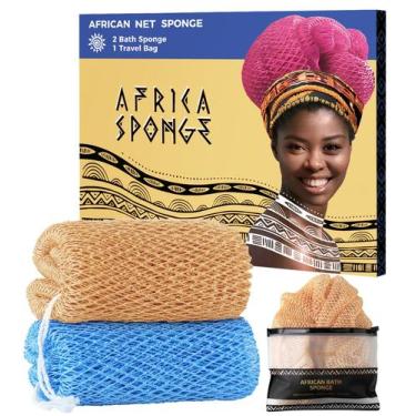 Imagem de Esponja de banho RelaxScene African Net, pacote com 2 esfoliantes, 120