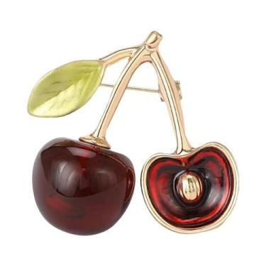 Imagem de Broches De Cereja Com Strass Unissex Para Mulheres, Pins De Frutas Em 