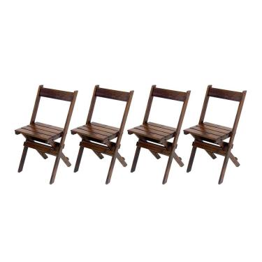 Imagem de Jogo Com 4 Cadeiras Dobráveis Em Madeira Maciça - Imbuia - Marrom