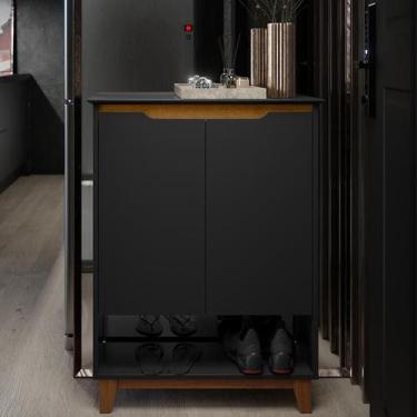 Imagem de Aparador Sapateira Sala Hall Flow 2 Portas Pés Madeira - EJ Móveis, Pr