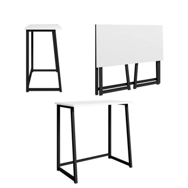 Imagem de Escrivaninha Dobrável Fit Preto Branco 5