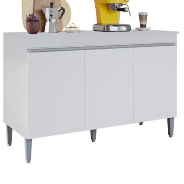 Imagem de Balcao Com Tampo 3 Portas 120 cm Manu REAJL Moveis, Branco