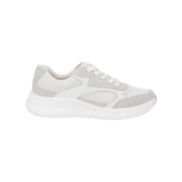Imagem de Tênis Feminino Usaflex Couro Casual Cadarço Branco-Feminino