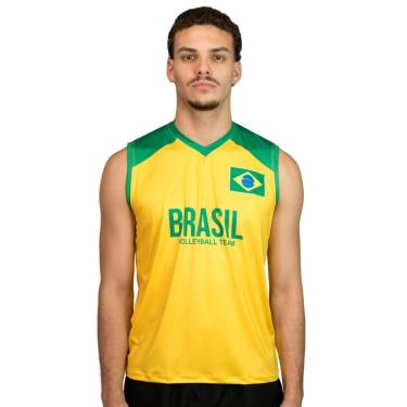 Imagem de Camisa de Vôlei Brasil Minimalista Amarela Masculina-Masculino