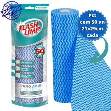 Imagem de ROLO PANO MULTIUSO FLASH LIMP AZUL COM 50 PECAS DE 21x29cm CADA