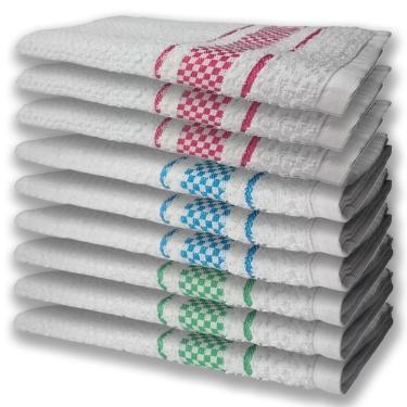 Imagem de 9 Panos De Prato Atoalhado Felpudo Verde Azul e Rosa