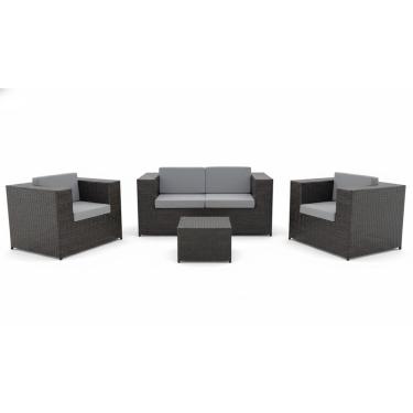 Imagem de Conjunto Sofá e Poltronas Quadrado fibra sintética Jardim Varanda 