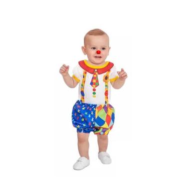 Imagem de Fantasia Palhaço Bebe Menino Com Body e Shorts Colorido de Circo - Fan