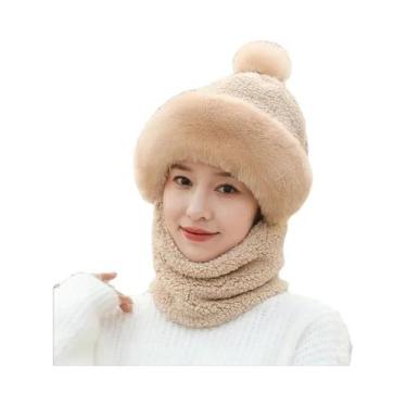 Imagem de Balaclava Térmica Feminina De Inverno Com Forro De Lã E Gorro (2 Peças