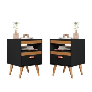 Imagem de Kit Mesa Cabeceira 2 Unidades Erba Preto Ype