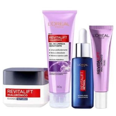 Imagem de L’Oréal Paris Kit – Gel de Limpeza 80g + Sérum Noturno Retinol 30ml + Creme Noturno 49g + Creme para-Unissex