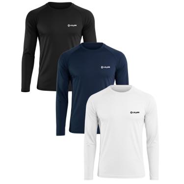 Imagem de Kit 3 Camisa Masculina Manga Longa Térmica Proteção Uv Slim-Masculino