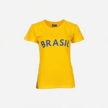 Imagem de Camiseta Feminina Básica em Algodão Brasil Copa Jogos do P ao G1-Feminino