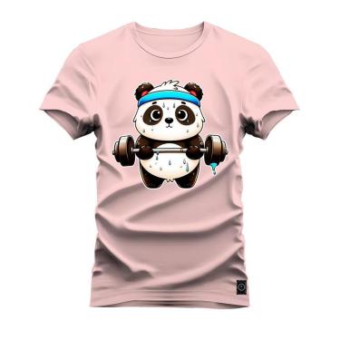 Imagem de Camiseta Plus Size Algodão Estampada Confortável Panda Fitness-Unissex