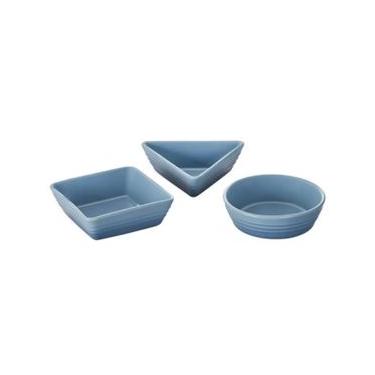 Imagem de SET LE CREUSET 3 PRATOS DE TAPAS QUADRADO/TRIANGULO E REDONDO AZUL CHAMBRAY 79181004340000