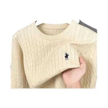 Imagem de Suéter Masculino De Luxo Leve Com Gola Redonda, Tricô Texturizado, Bor