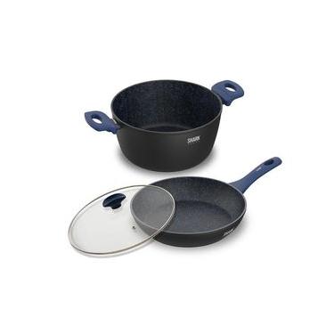 Imagem de Panelas Ichef Home Sauté Grand e Family Size com Tampa de Vidro 24Cm Azul Azul