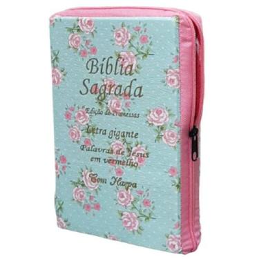 Imagem de Bíblia Sagrada Tamanho Grande com Harpa Palavras de Jesus em Vermelho 