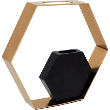 Imagem de VASO DECORATIVO ENFEITE PLANTA METAL 27x24x5cm DOURADO