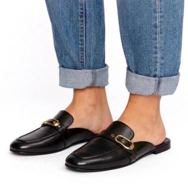Imagem de Mule Feminino Bico Quadrado Sapatilha Rasteira Sapato Confortável Cor: