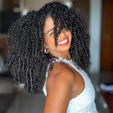 Imagem de Meia peruca Fuduete Burmese Curly 20" 180 Density Cabelo humano