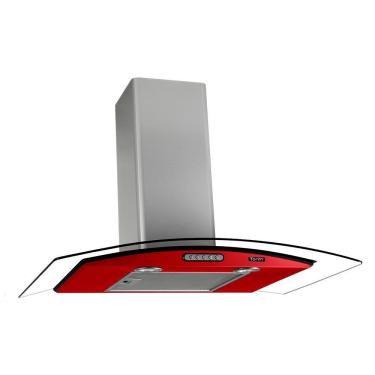 Imagem de Coifa de Parede Terim Vidro Curvo 75cm Duto Slim Inox com Led 3 Velocidades Vermelho 220V