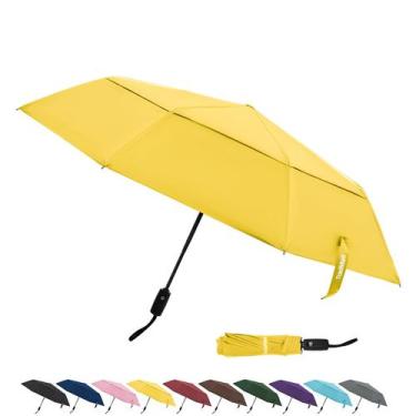Imagem de Guarda-chuva TradMall Travel 107 cm com ventilação dupla, amarelo à pr