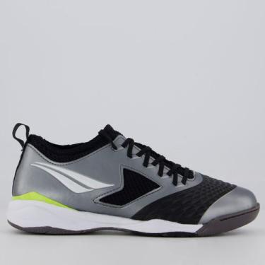 Imagem de Chuteira Penalty Max 1000 Ecoknit Futsal Cinza e Preta, 42