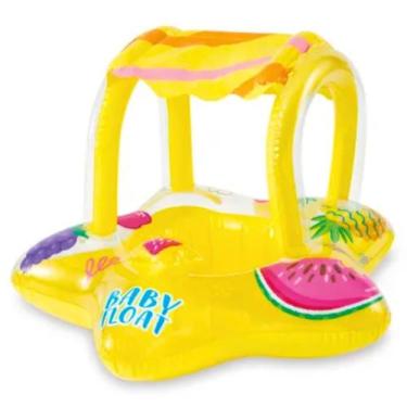 Imagem de Boia Baby Bote Kiddie Frutas Com Cobertura 56573 - Intex, Amarelo