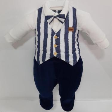 Imagem de Macacão Longo Plush Luxo + Colete + Gravata Bebê Menino 7334 - Lessa K