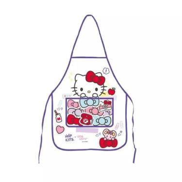 Imagem de Avental Infantil Escolar Impermeável Estampa Hello Kitty Branco Leonor