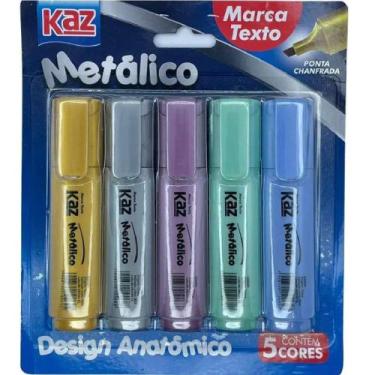 Imagem de Caneta Marca Texto Metalic C/5 Cores - Kaz