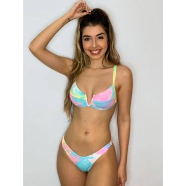 Imagem de Biquíni  Aro V Com Bojo Tie Dye/ Xadrez Vichy Vermelho/ Onça Branca/ O