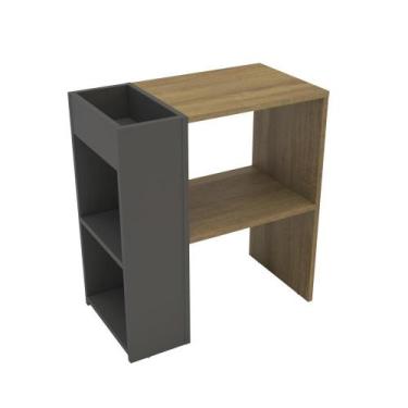 Imagem de Mesa Lateral Mademovel Marrom e Grafite 60 cm com Design Espaçoso para