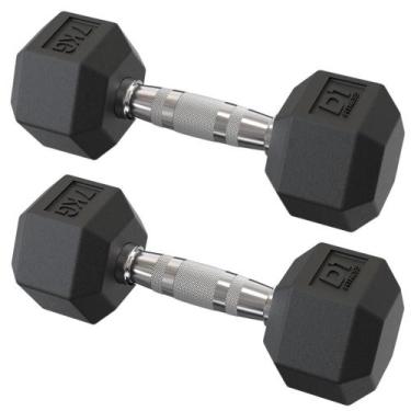Imagem de Par Dumbbell Sextavado Emborrachado - 7kg - D1 Fitness
