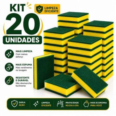 Imagem de Esponja Multiuso Dupla Face Limpeza Pesada Lava Louça Cozinha Kit 10 2