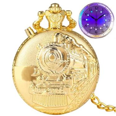 Imagem de Relógio De Bolso Com Luz Led Corrente E Estojo - Yisuya, Dourado