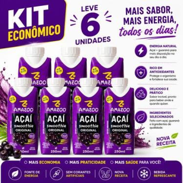 Imagem de Açaí Smoothie Original Amazoo 250ml Kit com 6 Unidades Bebida Pronta p