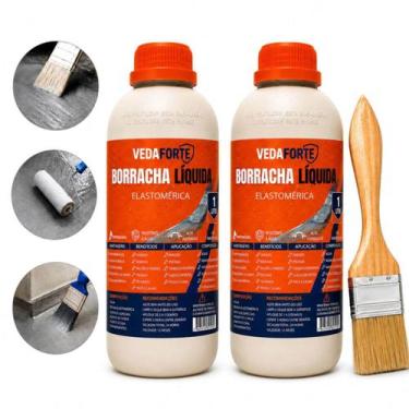 Imagem de Borracha Líquida Impermeabilizante Veda Forte Pincel 1 Litro x 2 Unida