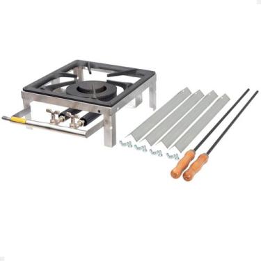 Imagem de Fogareiro a Gás Inox Baixa Pressão para Bancada e Churrasqueira Guinda