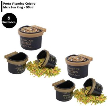 Imagem de 6 Comedouros Porta Vitamina King Coleiro Meia Lua 50ml - Humnberald, P