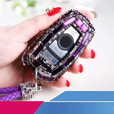 Imagem de WSWJDW Porta-chaves do carro Capa Porta-chaves Porta-chaves com anel, apto para BMW 520 525 f30 f10 F18 118i 320i 3 5 7 Série X3 X4 M3 M4 M5 E34 E36 E90, A, chaveiro roxo