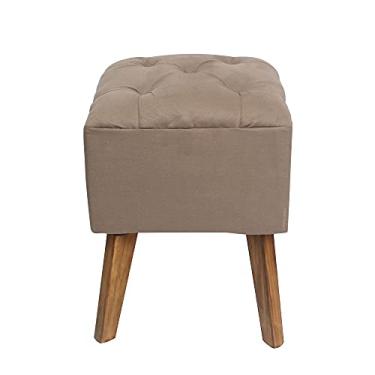 Imagem de Puff Carré capitonê veludo bege banqueta madeira envelhecida quadrado decorativo assento acolchoado confortável veludo penteadeira colorido sala quarto interior