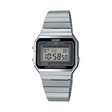 Imagem de Casio Relógio masculino A700W-1ACF clássico mostrador digital quartzo prata, Prata, 35.5 mm, Digital