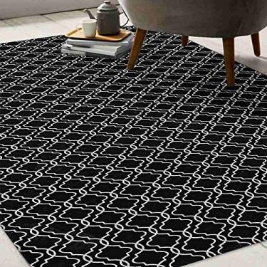 Imagem de Tapete Casablanca Jacquard Antiderrapante Casa Dona (1,32x2,00, Preto)